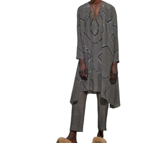 Laura Siegel Anthropologie Charcoal Gray Textured Silk Hemp Pant Size Small - Picture 4 of 9